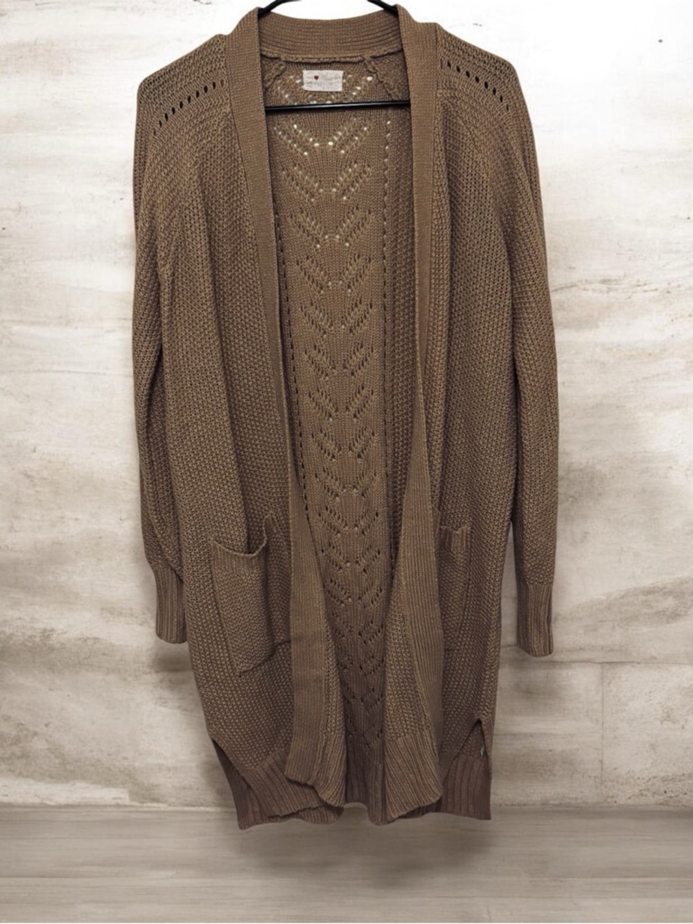 Cozy Open-Front Brown Knit Cardigan Sweater